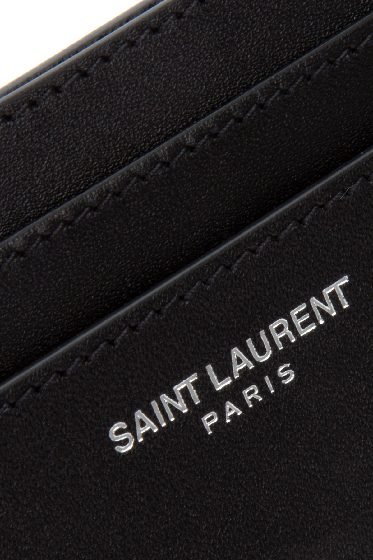 Saint Laurent Logo-print Leather Cardholder In Black
