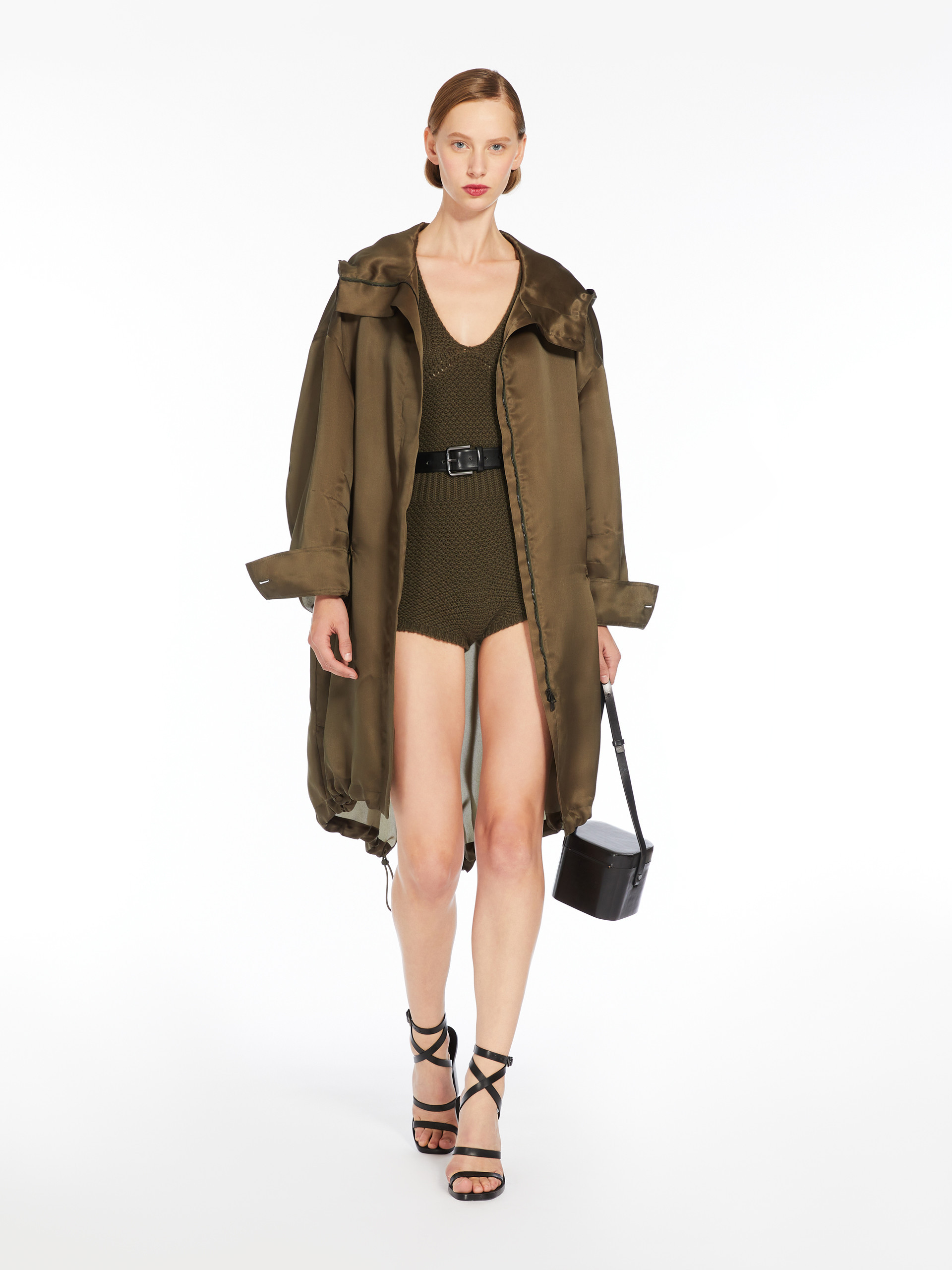 Max Mara Rope And Hooded Parker Coat In Green