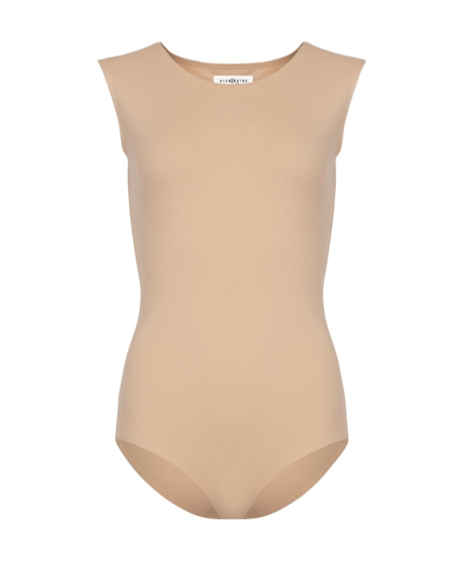 Maison Margiela Natural Crewneck Bodysuit In Nude