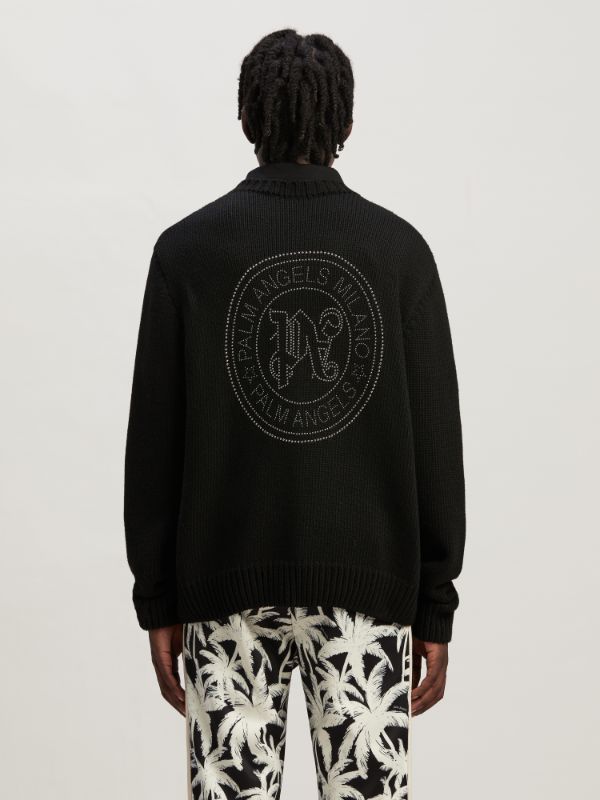 Palm Angels Nylon Blend Cardigan In Black