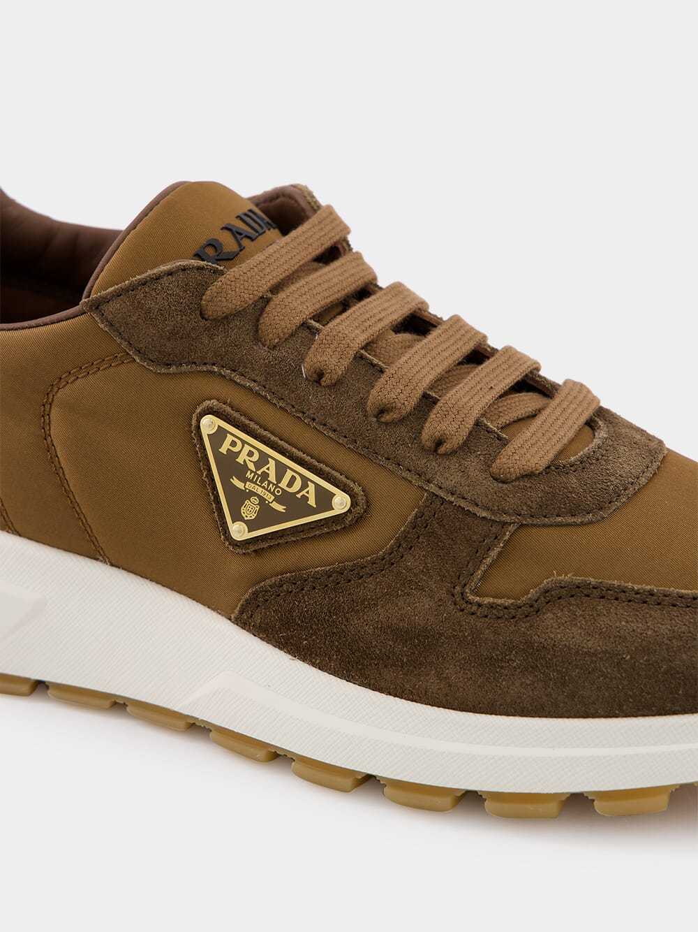Prada Suede Low-top Sneakers Rubber Sole In Nude