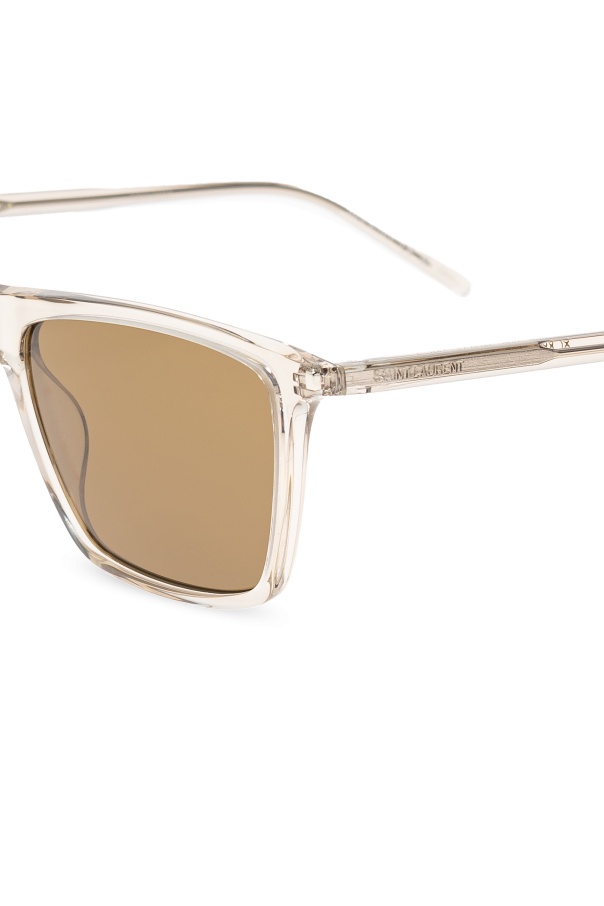 Saint Laurent Logo Sunglasses In Nude