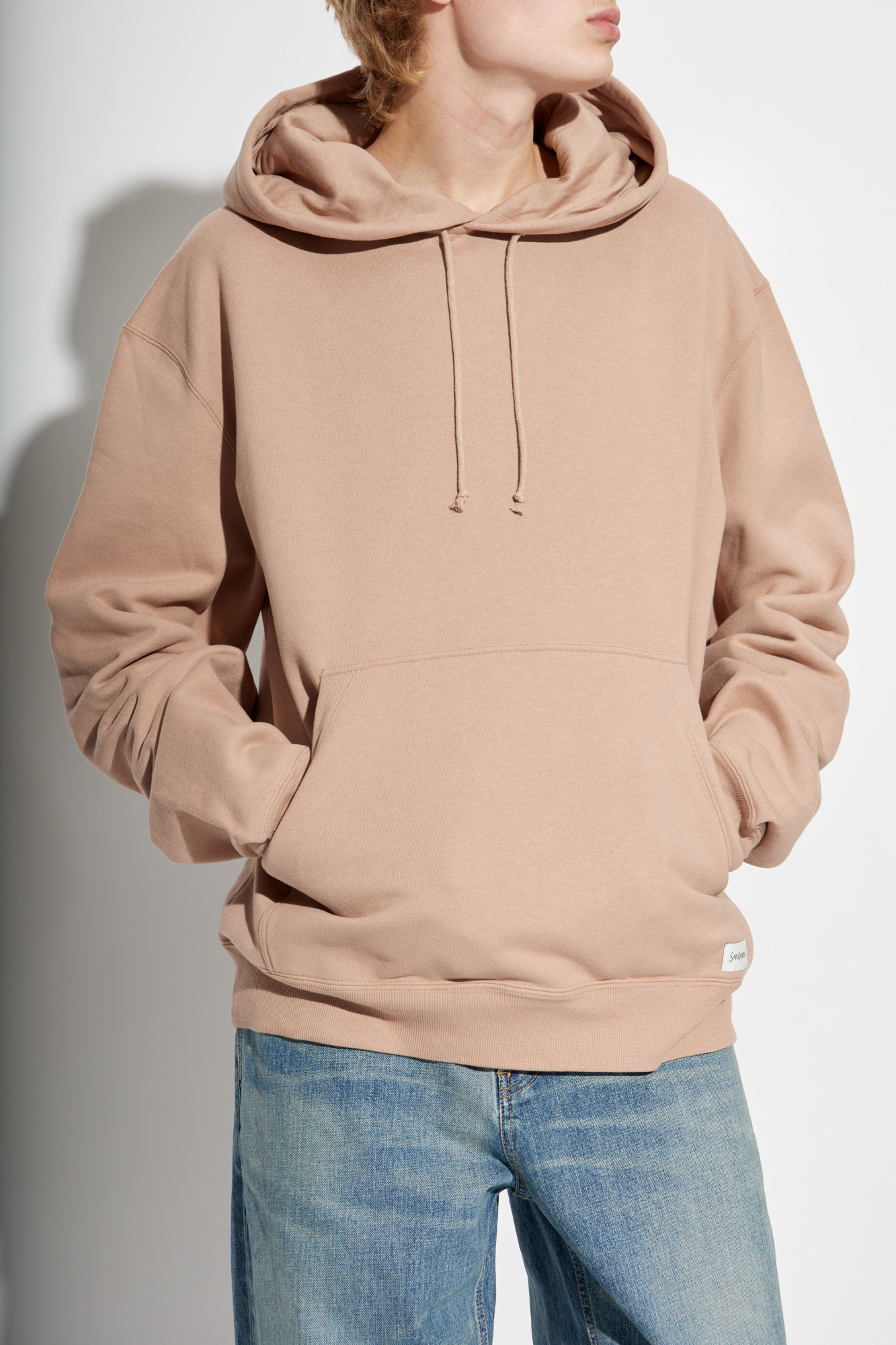 Shop Saint Laurent Logo-appliqué Hoodie In Nude