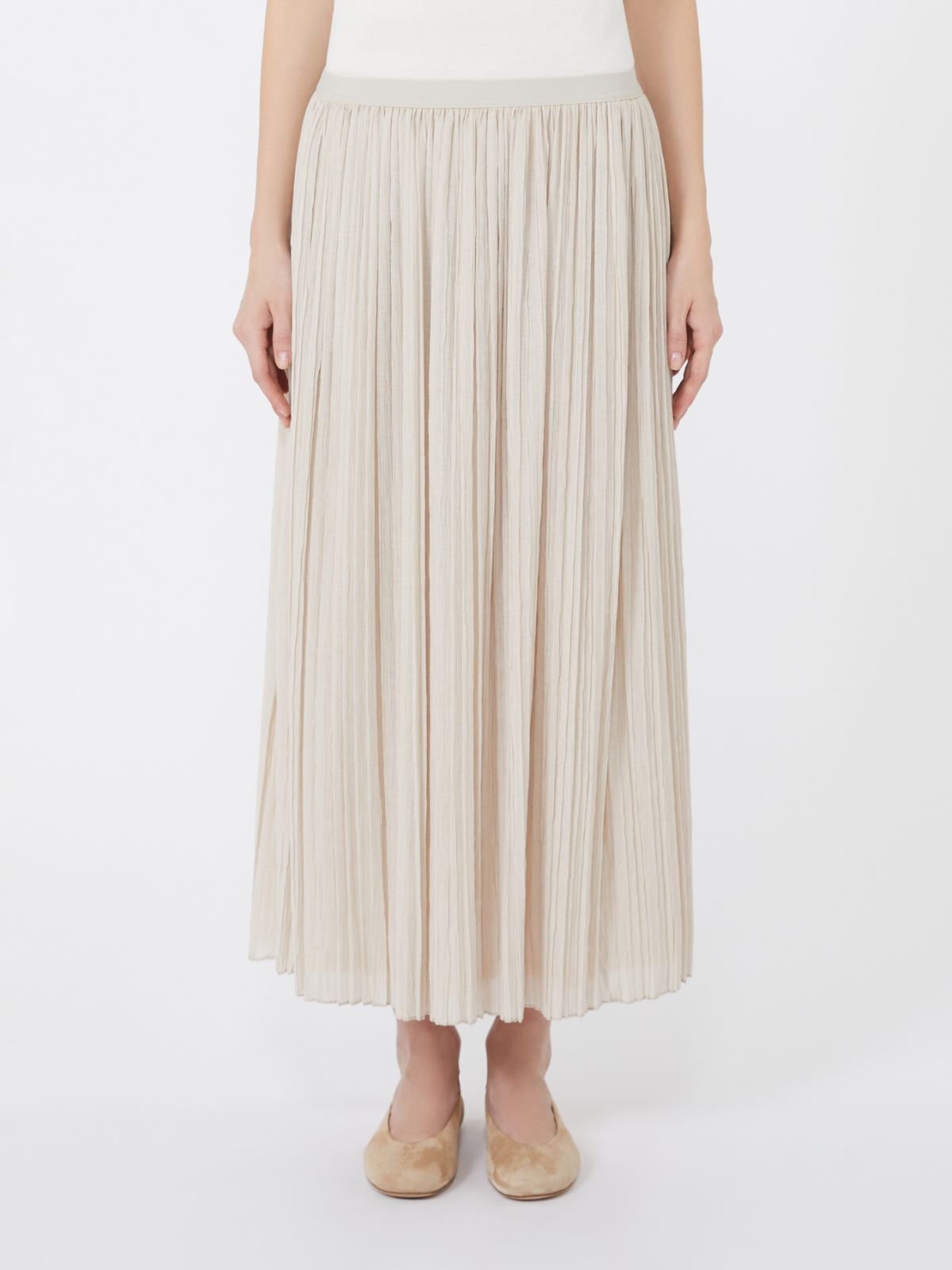 Weekend Max Mara Cral Pleated Jersey Midi Skirt In Neutral