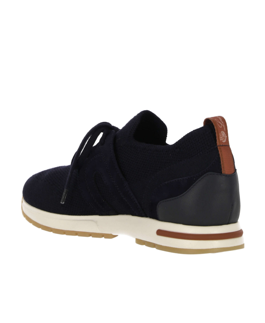 Loro Piana Knit Lace-up Runner Sneakers In Black