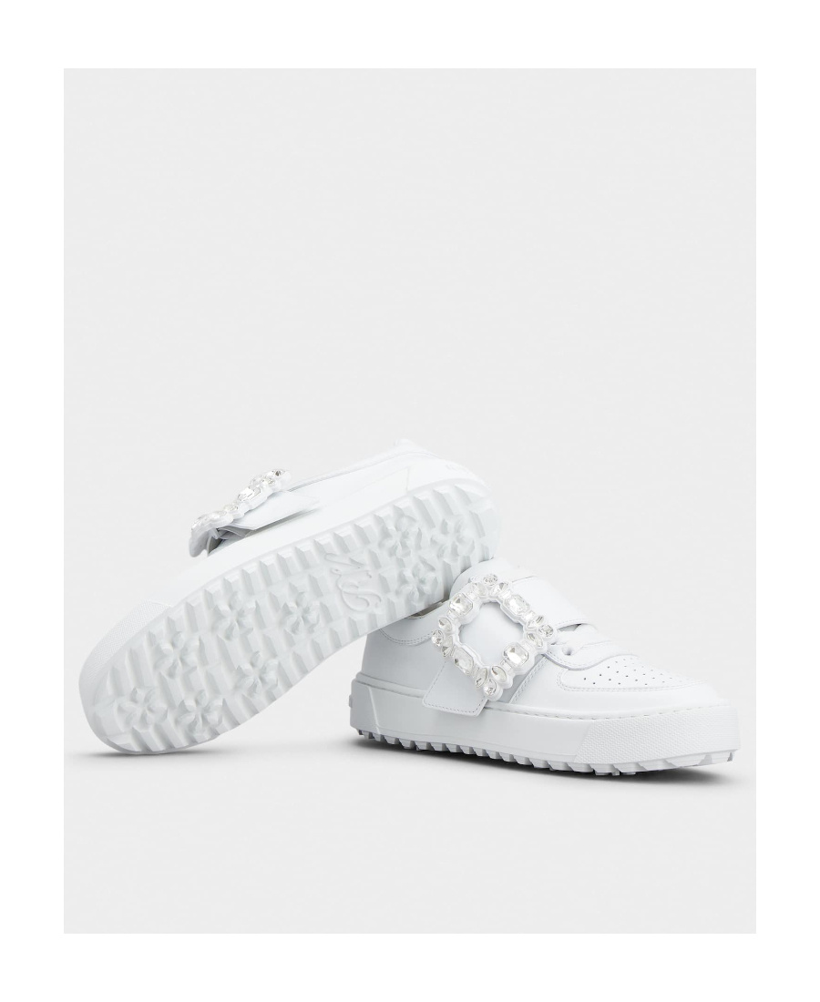 Shop Roger Vivier Embellished Buckle Sneakers In White