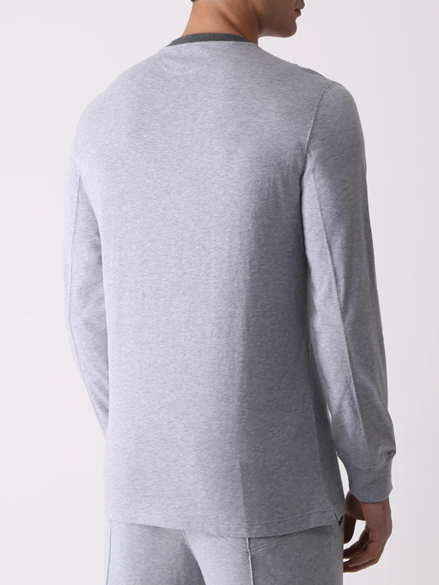 Brunello Cucinelli T-shirt With Round Neck And Long Sleeves In Gray