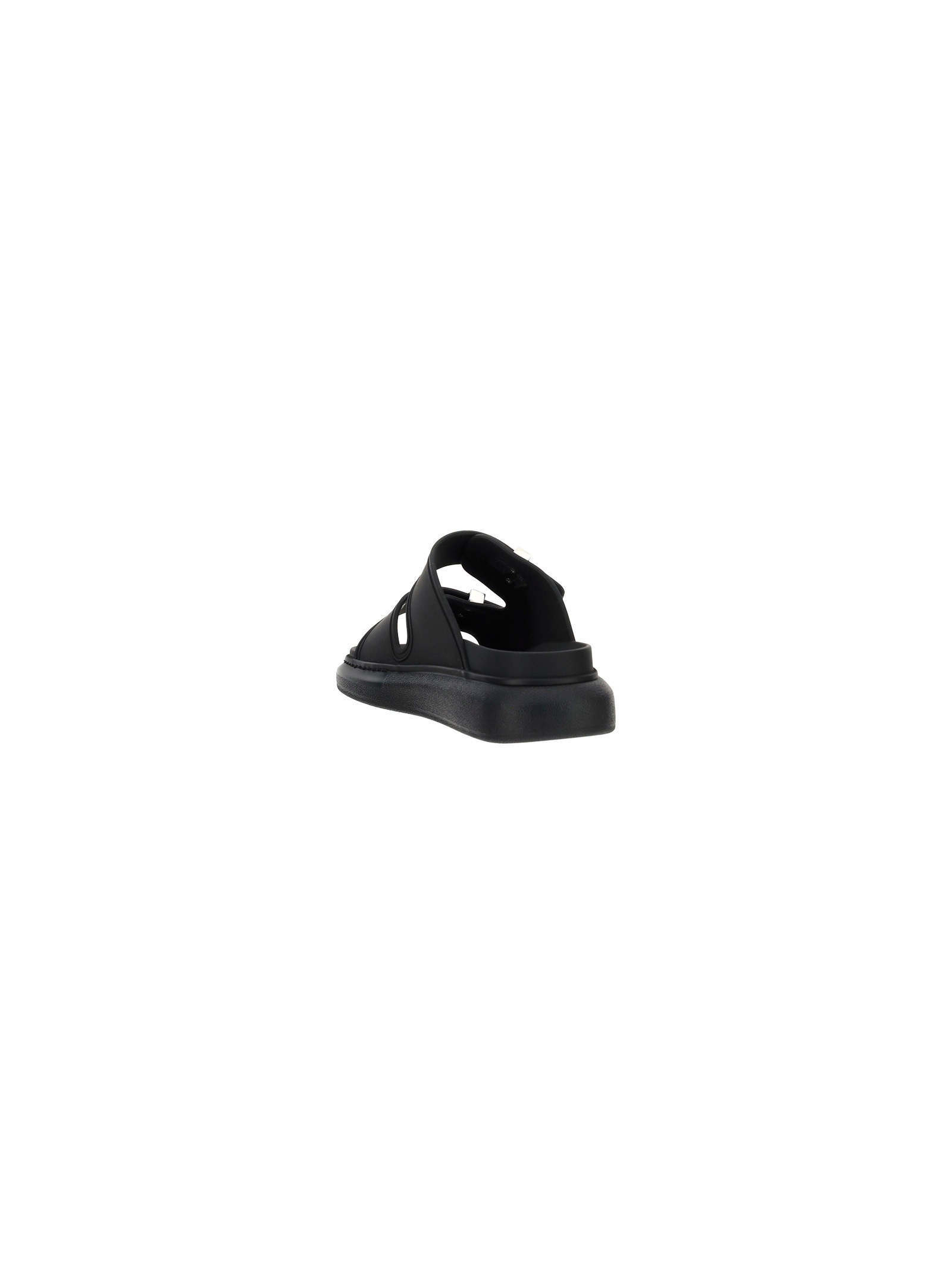 Alexander Mcqueen Womens Lamb Fur Slip On Slide Sandals In Black