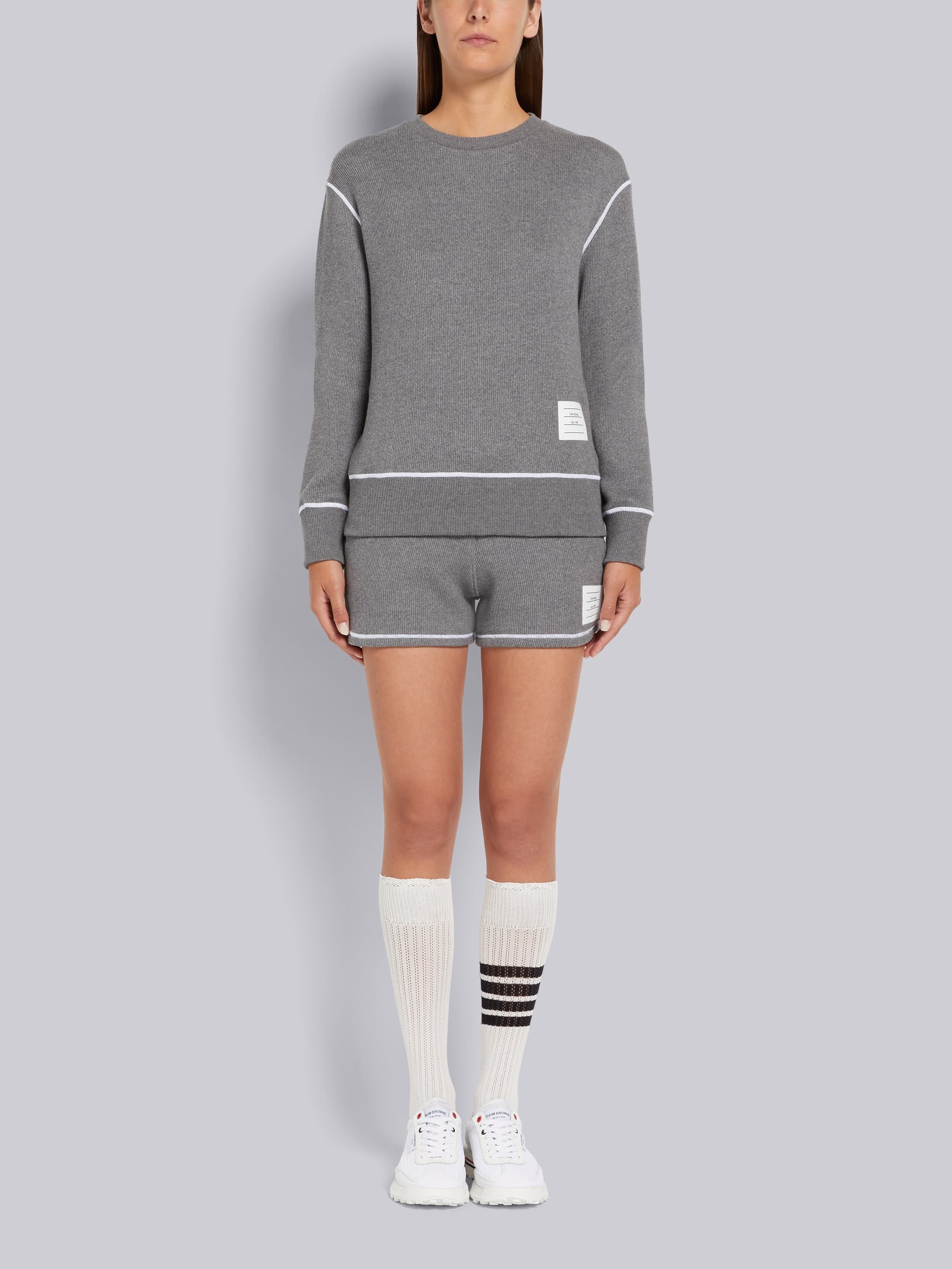Thom Browne Loopback Cotton Knitted Shorts In Gray