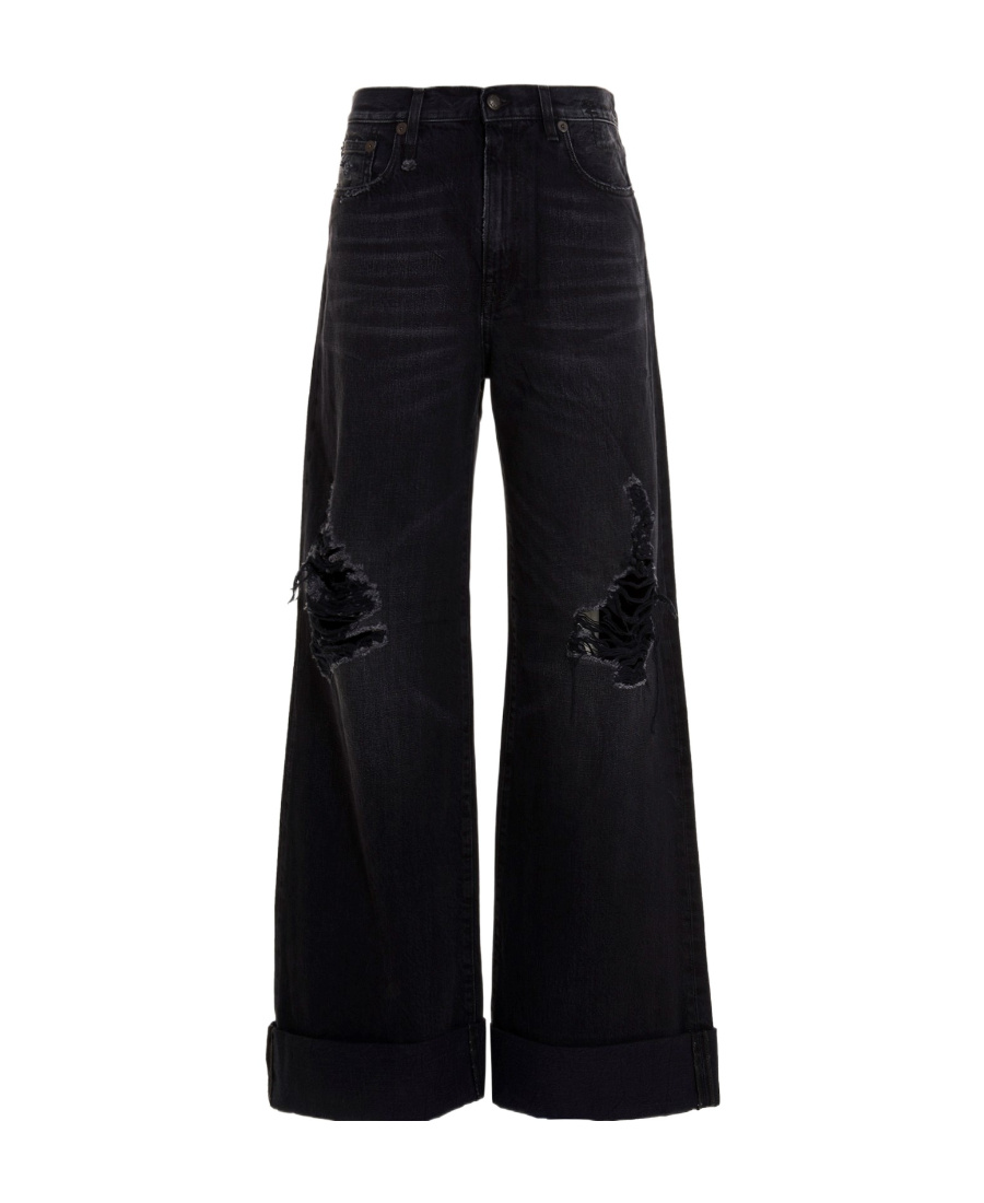 R13 Lisa Baggy Distressed Jeans In Black