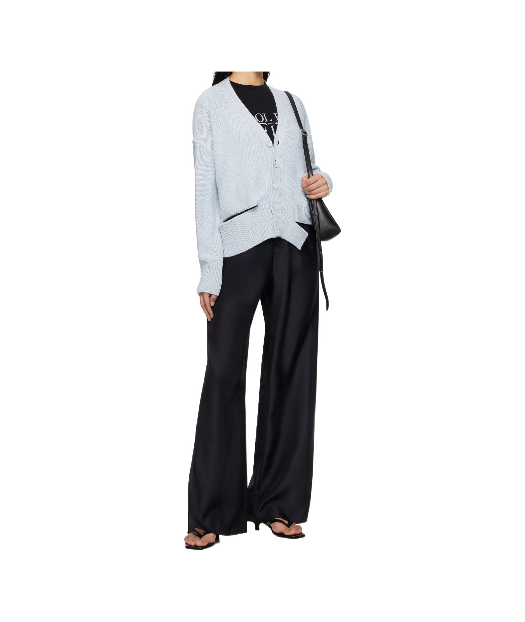 Mm6 Maison Margiela Cut-out Detailed Cardigan In Blue