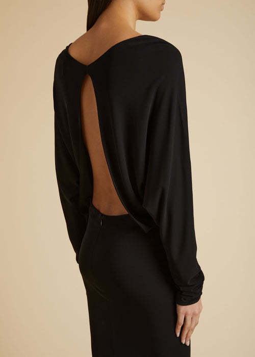 Khaite Trina Open-back Boat Neck Dress In Black