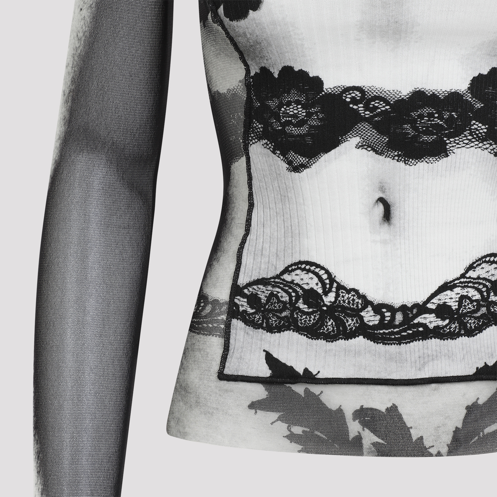 Jean Paul Gaultier Body Lace Mariniere Top In Multi