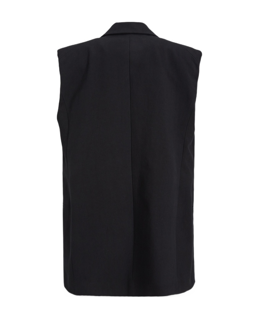 Jil Sander Buckle Lapel Sleeveless Jackets In Black