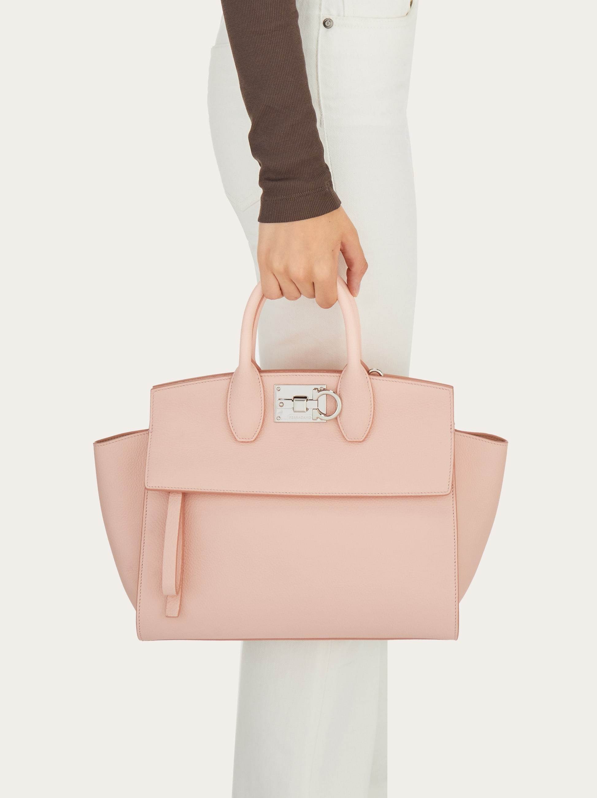 Ferragamo Small Studio Soft Top Handle Bag In Calfskin In Nude