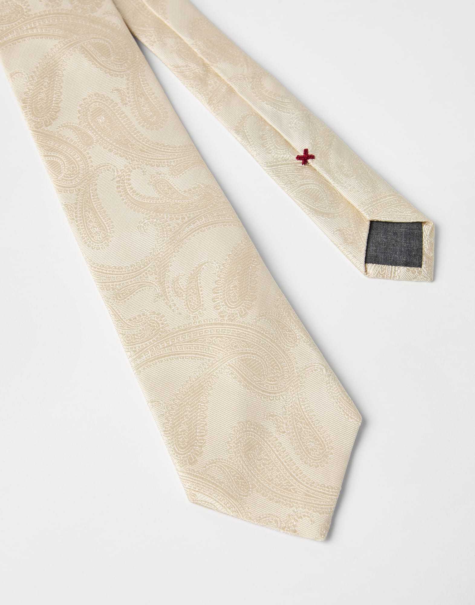 Brunello Cucinelli Paisley-print Silk Tie In Nude