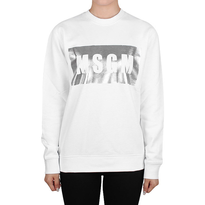 Msgm Printed Round-neck Sweater In White