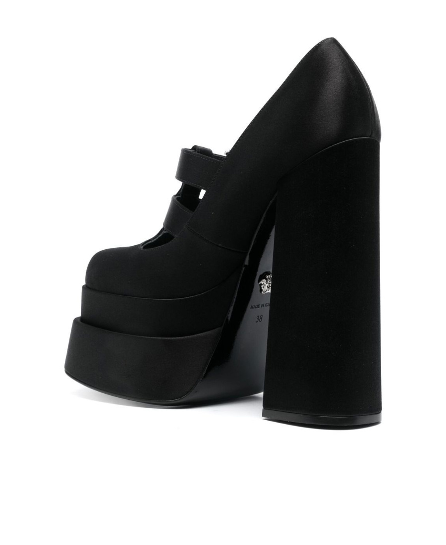 Versace Medusa Aevitas Satin Platform Pumps In Black