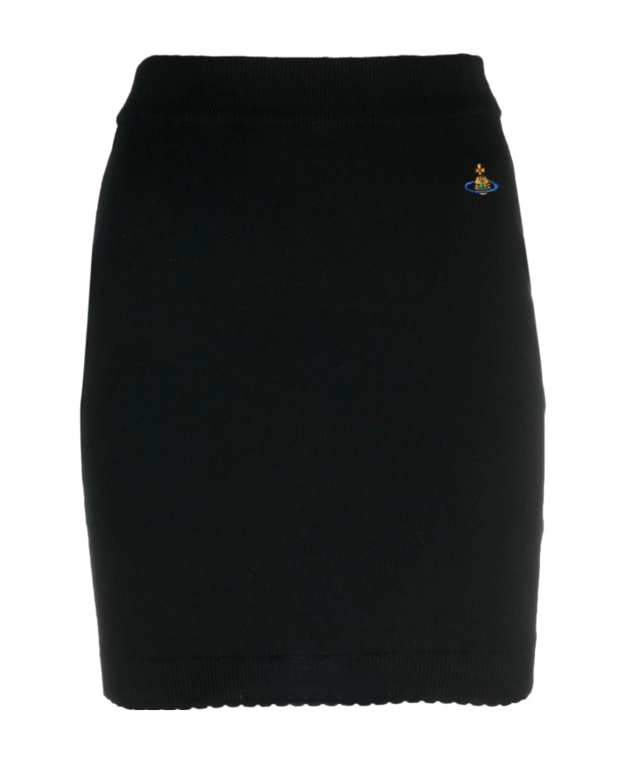 Vivienne Westwood Bea Logo Cotton Knit Mini Skirt In Black