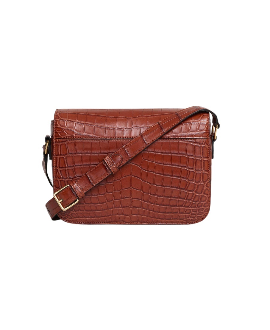 Celine Medium Triomphe Bag In Crocodile In Tan
