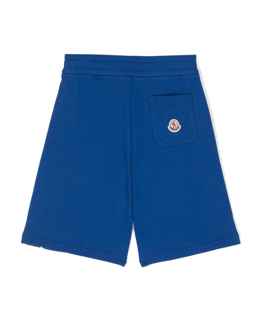Moncler Stripe-detail Cotton Shorts In Blue