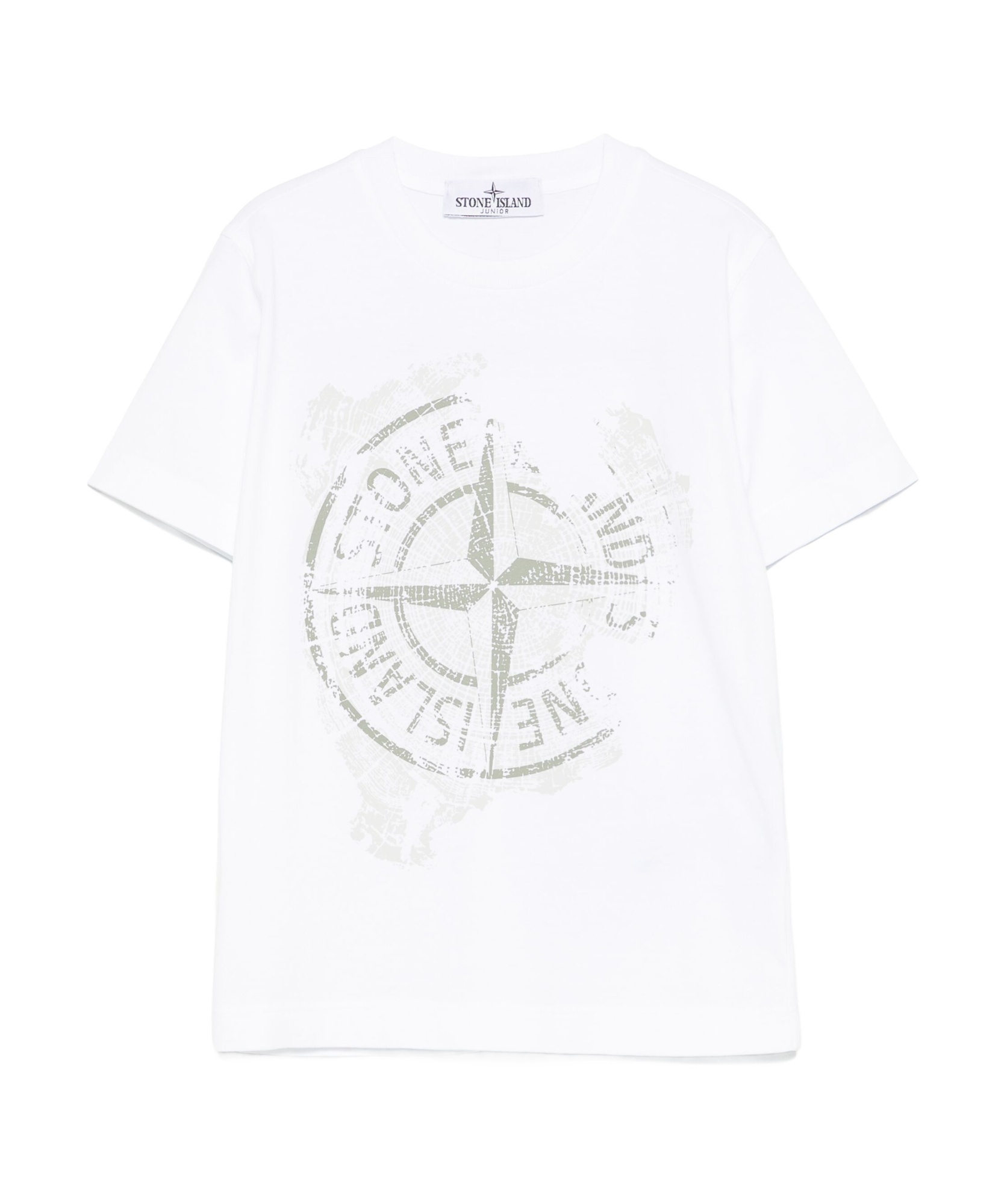 STONE ISLAND STONE ISLAND JUNIOR COMPASS PRINTED CREWNECK T-SHIRT