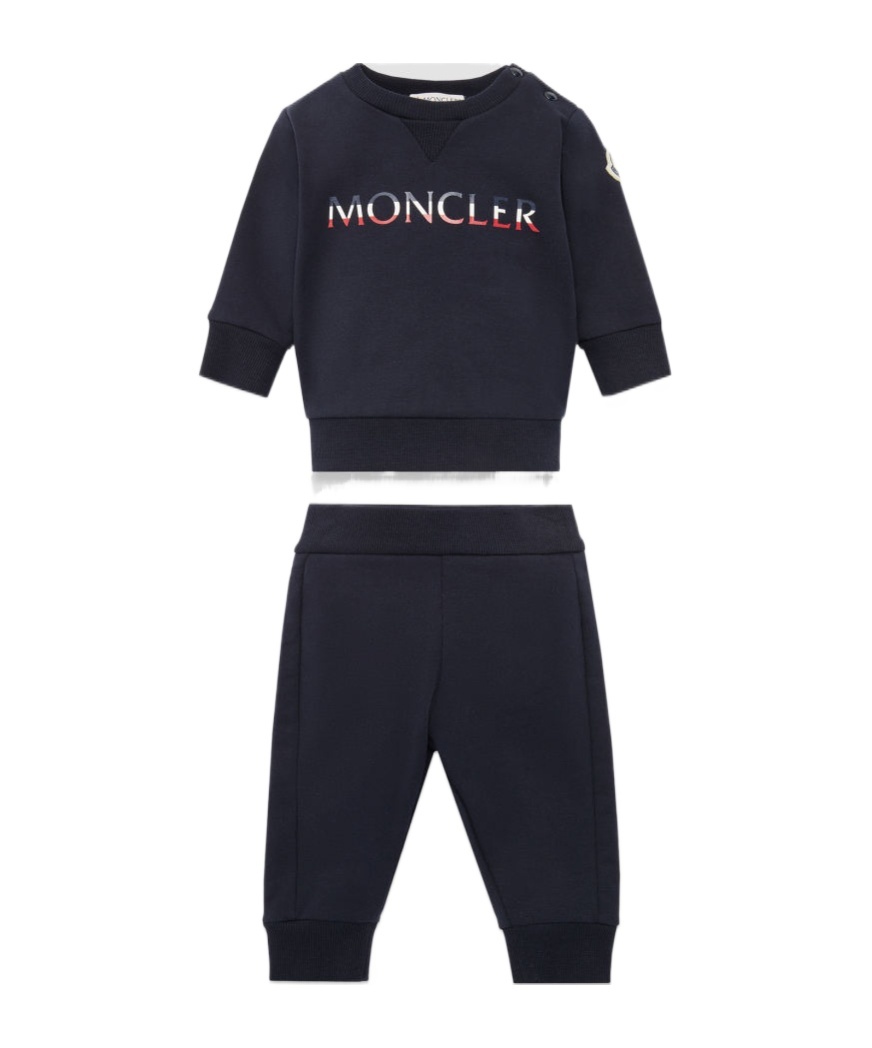 Moncler Enfant Logo Patch Tracksuit Set In Blue
