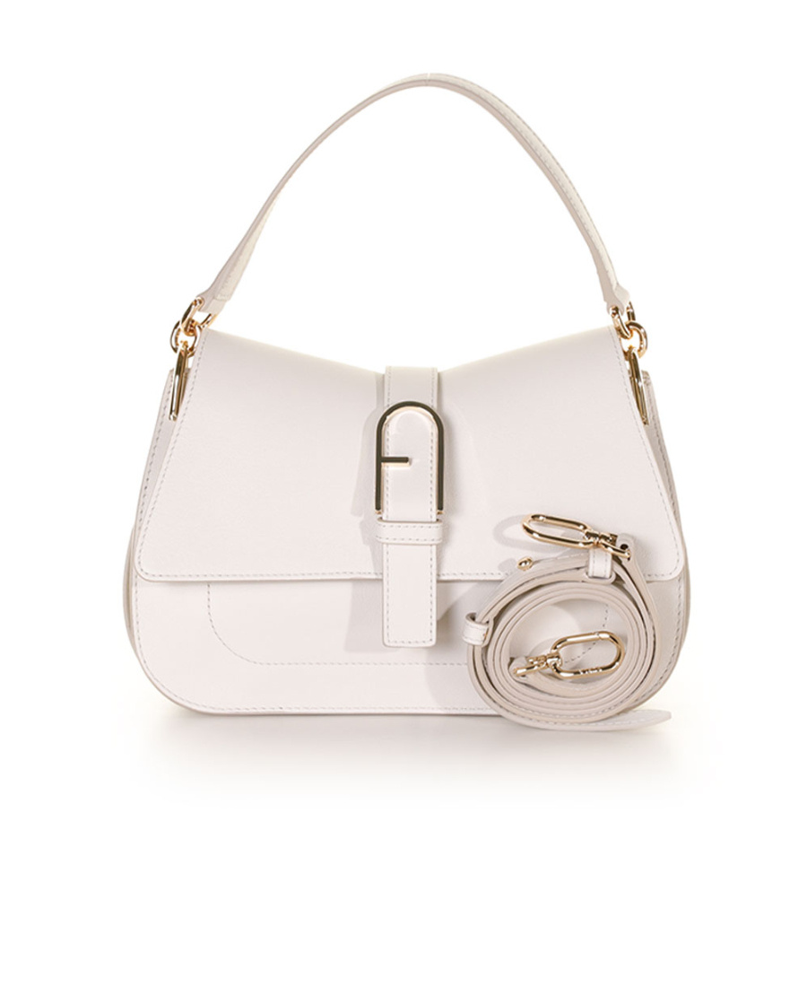 Furla Logo-buckle Leather Shoulder Bag In White