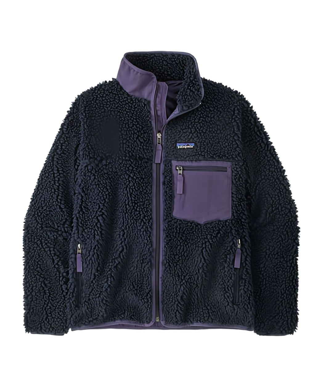 Patagonia Casual Fleece Texture Jacket With High Collar In Blue