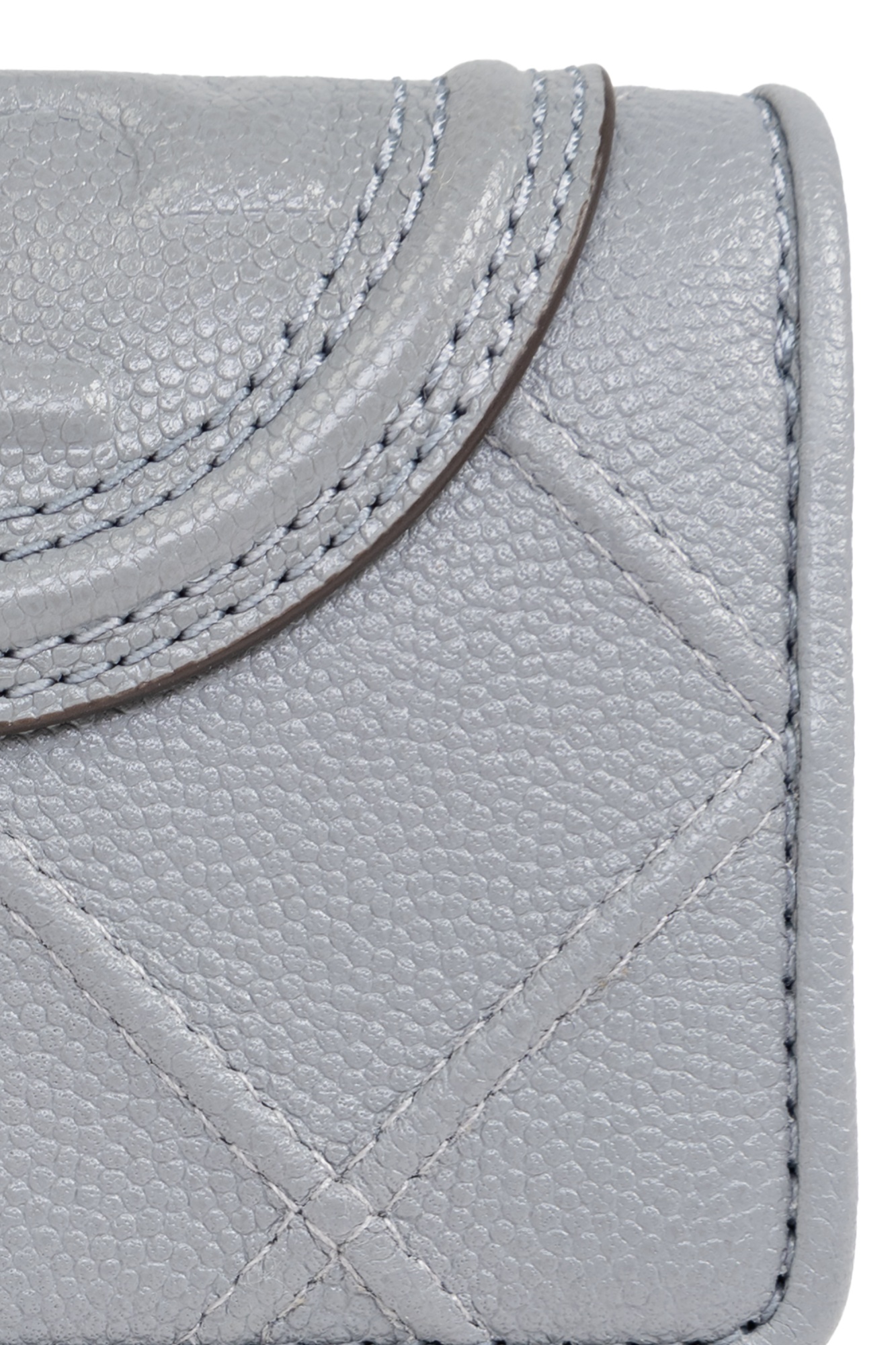 Tory Burch Double T-embossed Leather Wallet In Gray