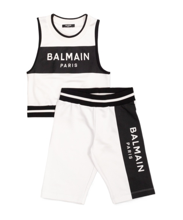 Balmain Logo-print Shorts Set In White