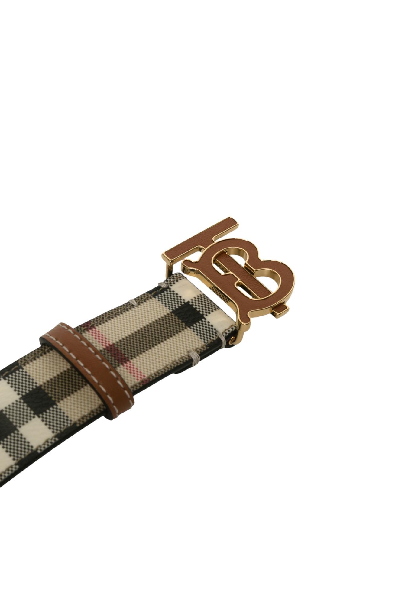 Burberry Check Tb Belt In Brown