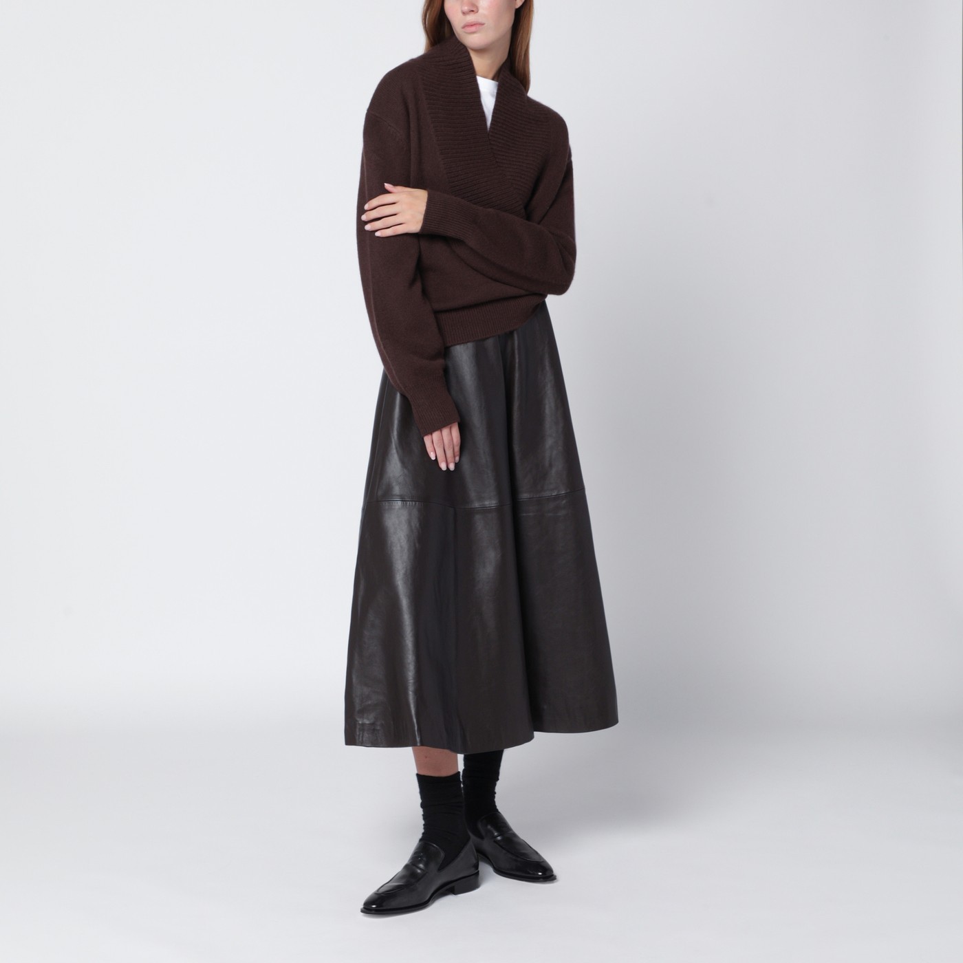 Rohe Leather A-line Skirt In Brown
