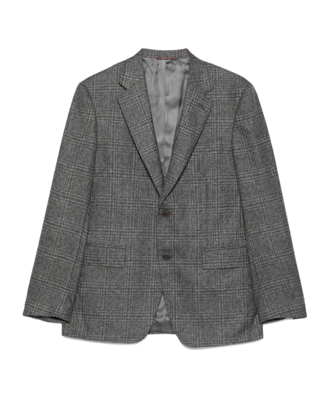 Canali Checked Two-button Blazer In Gray
