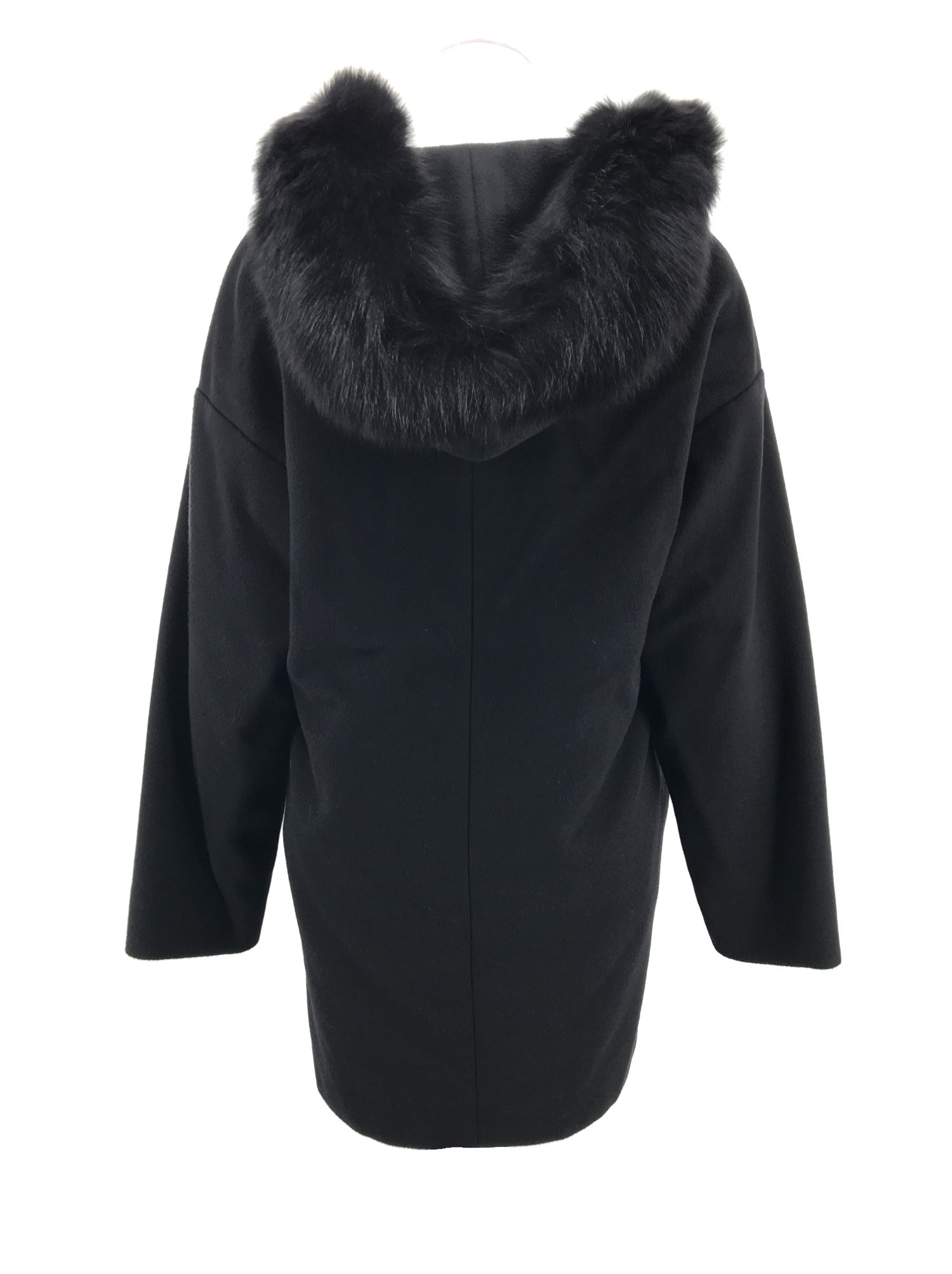 Max Mara Long-sleeved Hooded Coat In Black