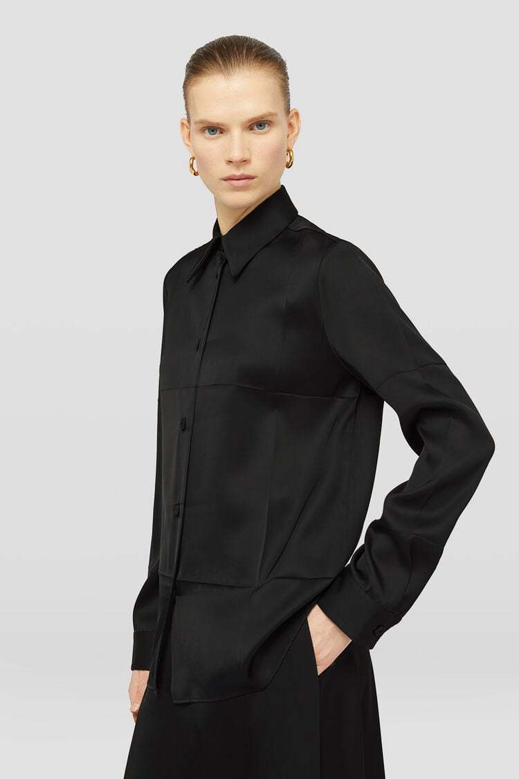 Jil Sander Pointed-collar Twill Shirt In Black