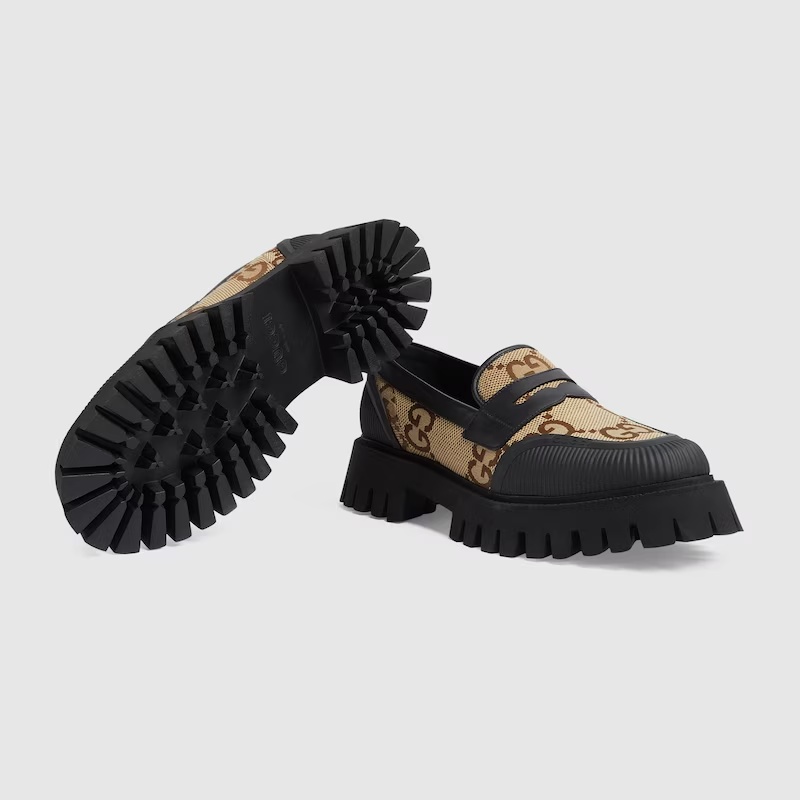 Gucci Gg Canvas Lug-sole Loafers In Multi