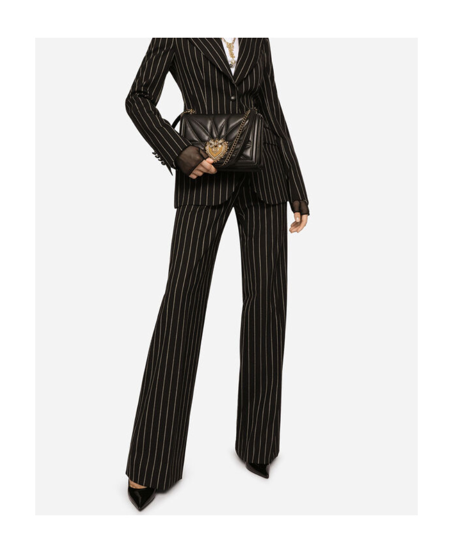Dolce & Gabbana Pinstripe Wool Palazzo Pants In Black