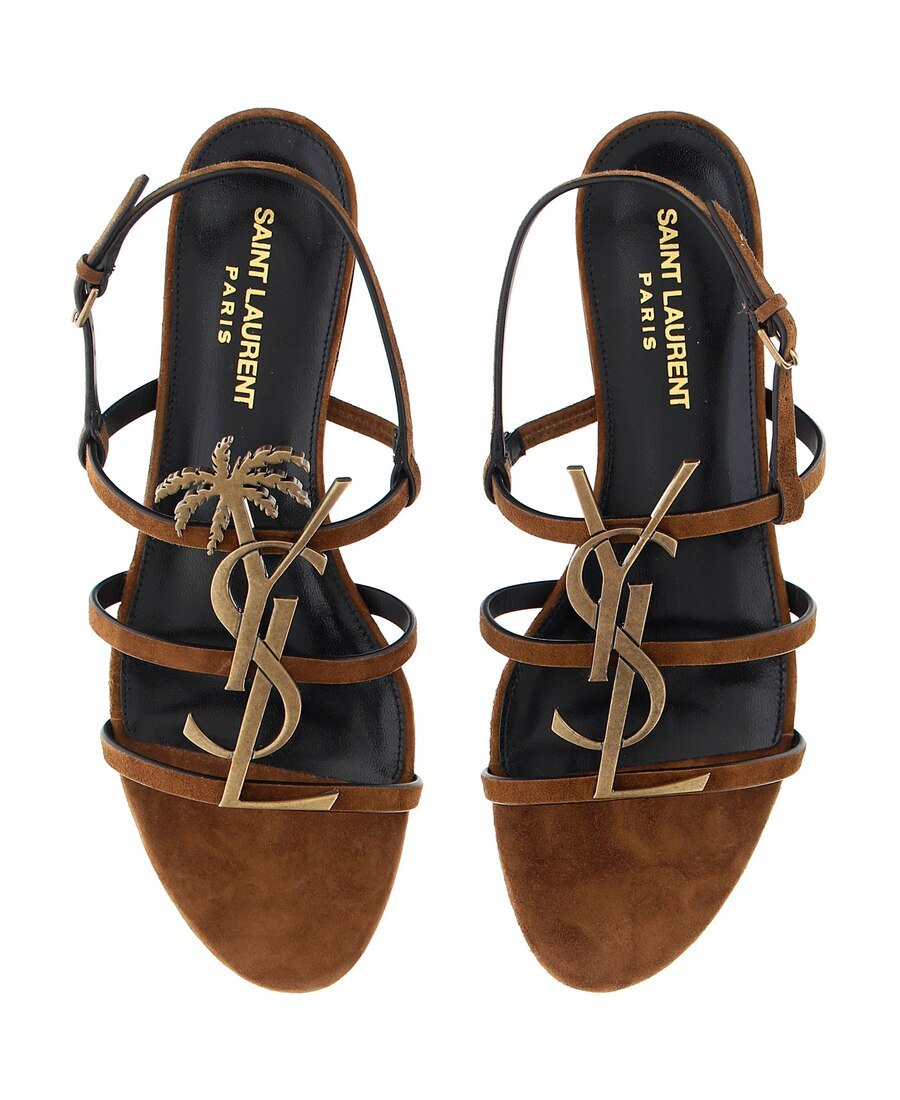 Saint Laurent Cassandra Sandals In Brown