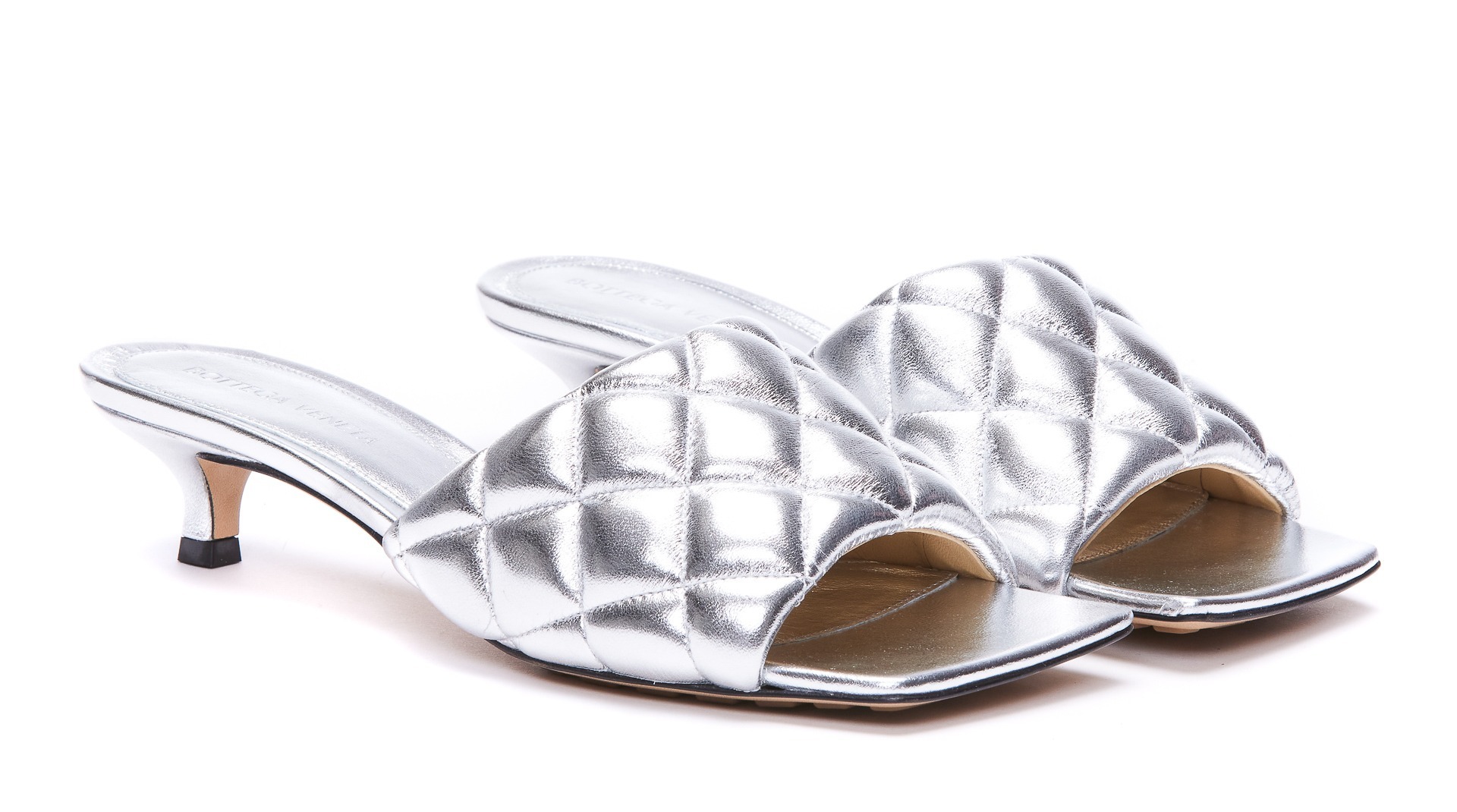 Bottega Veneta Sandals Women Leather Silver In White