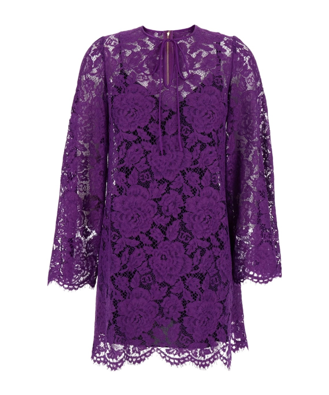 Dolce & Gabbana Cordonetto Lace Short Dress In Purple