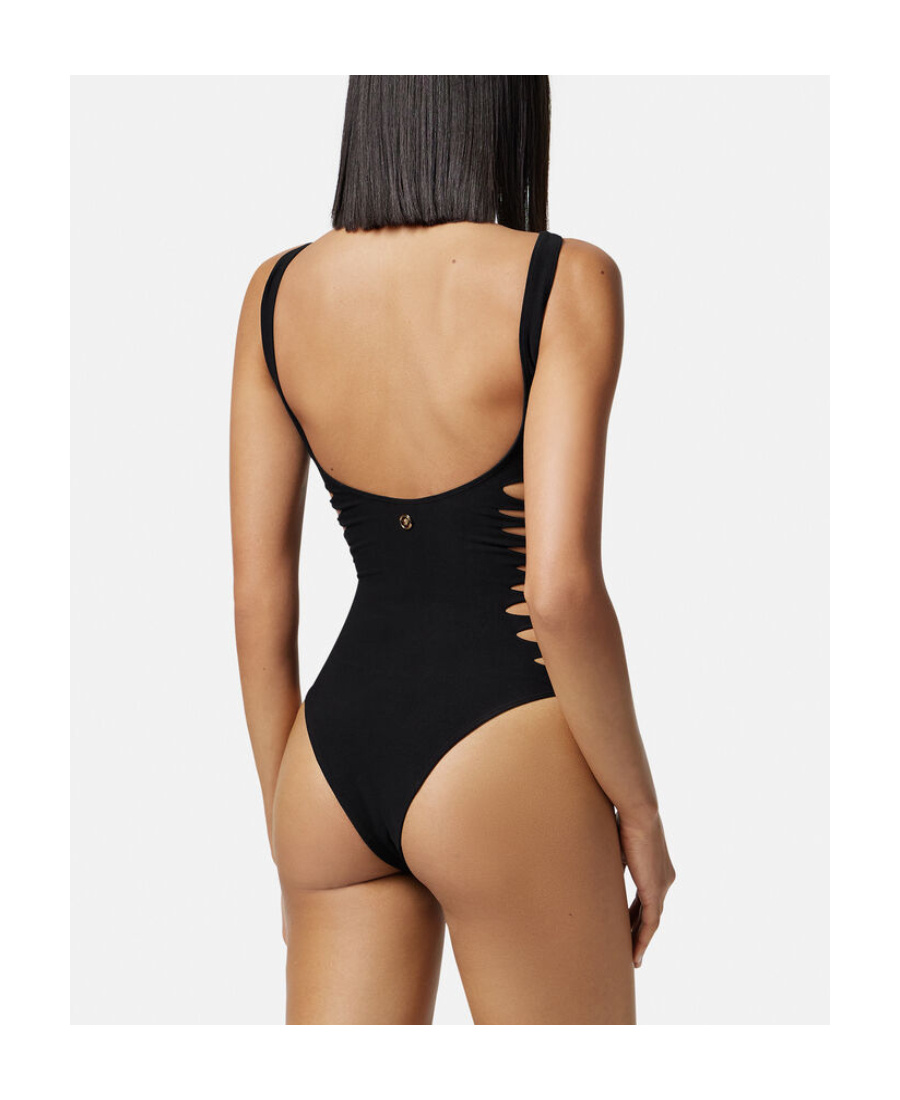 Versace Black Stretch Nylon Swimsuit In Black