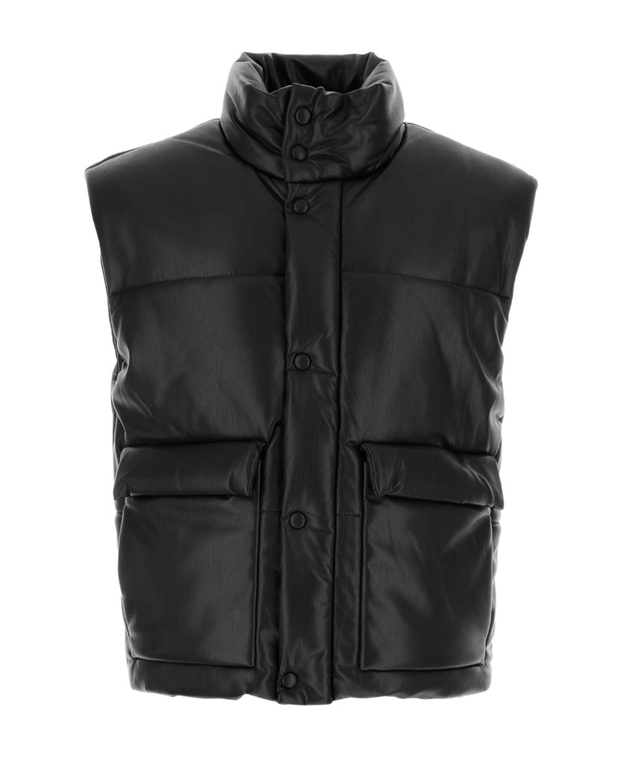 Nanushka Padded Turtleneck Vest With Glossy Finish In Black