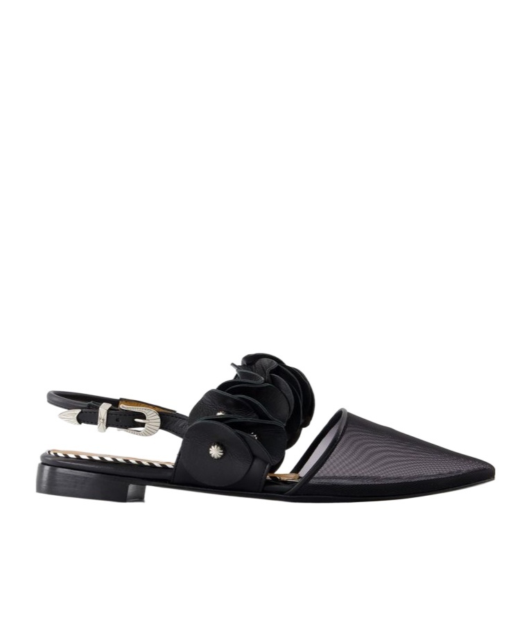 Shop Toga Leather Ballerina Shoes In Black