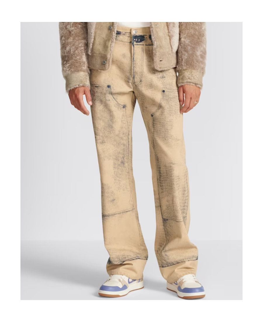 Dior Tooling Effect Printed Jeans In Nude