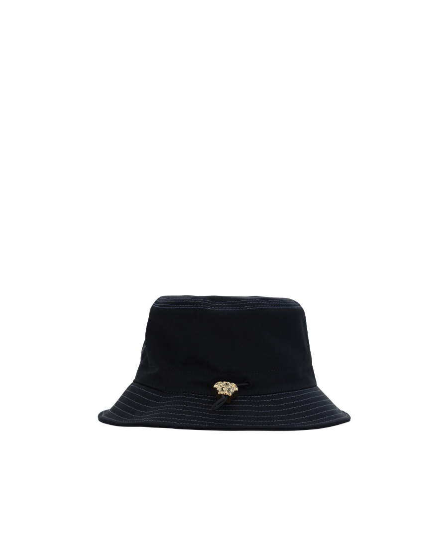 Versace Medusa Cotton Canvas Bucket Hat In Black