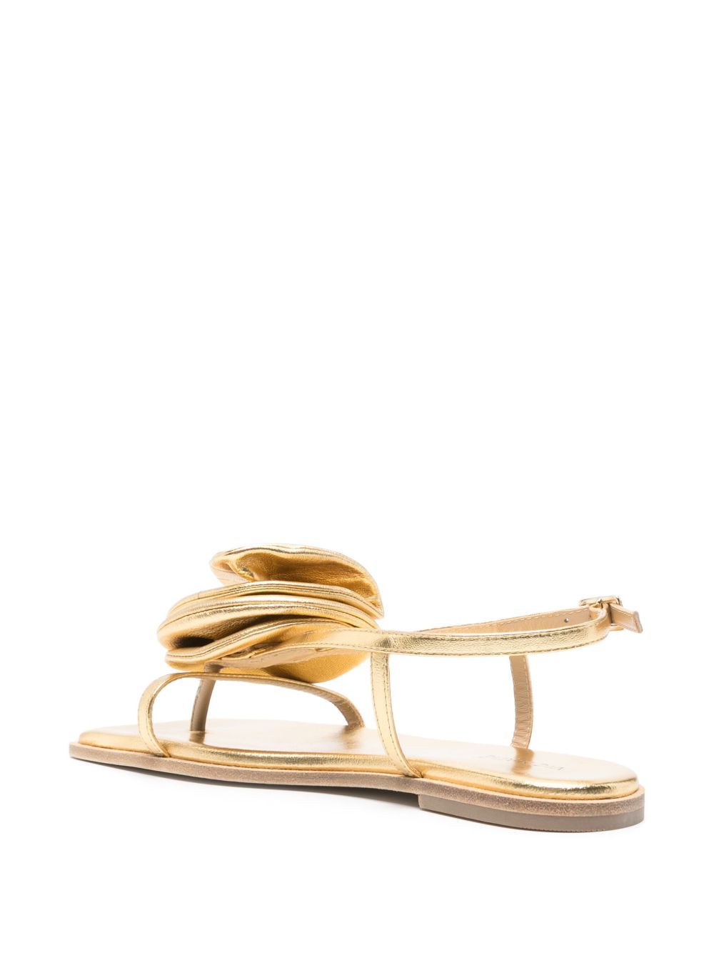 Vic Matie Square Toe Flat Sandals In Gold