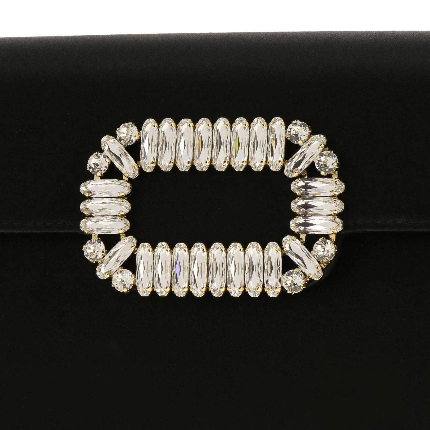 Roger Vivier Evening Envelope Satin Clutch In Black