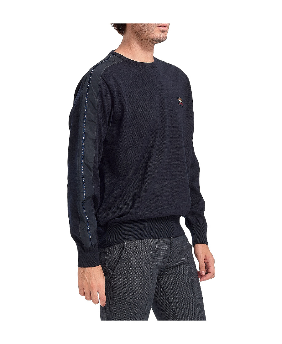 Paul & Shark Navy Blue Round-neck Logo Pullover In Black