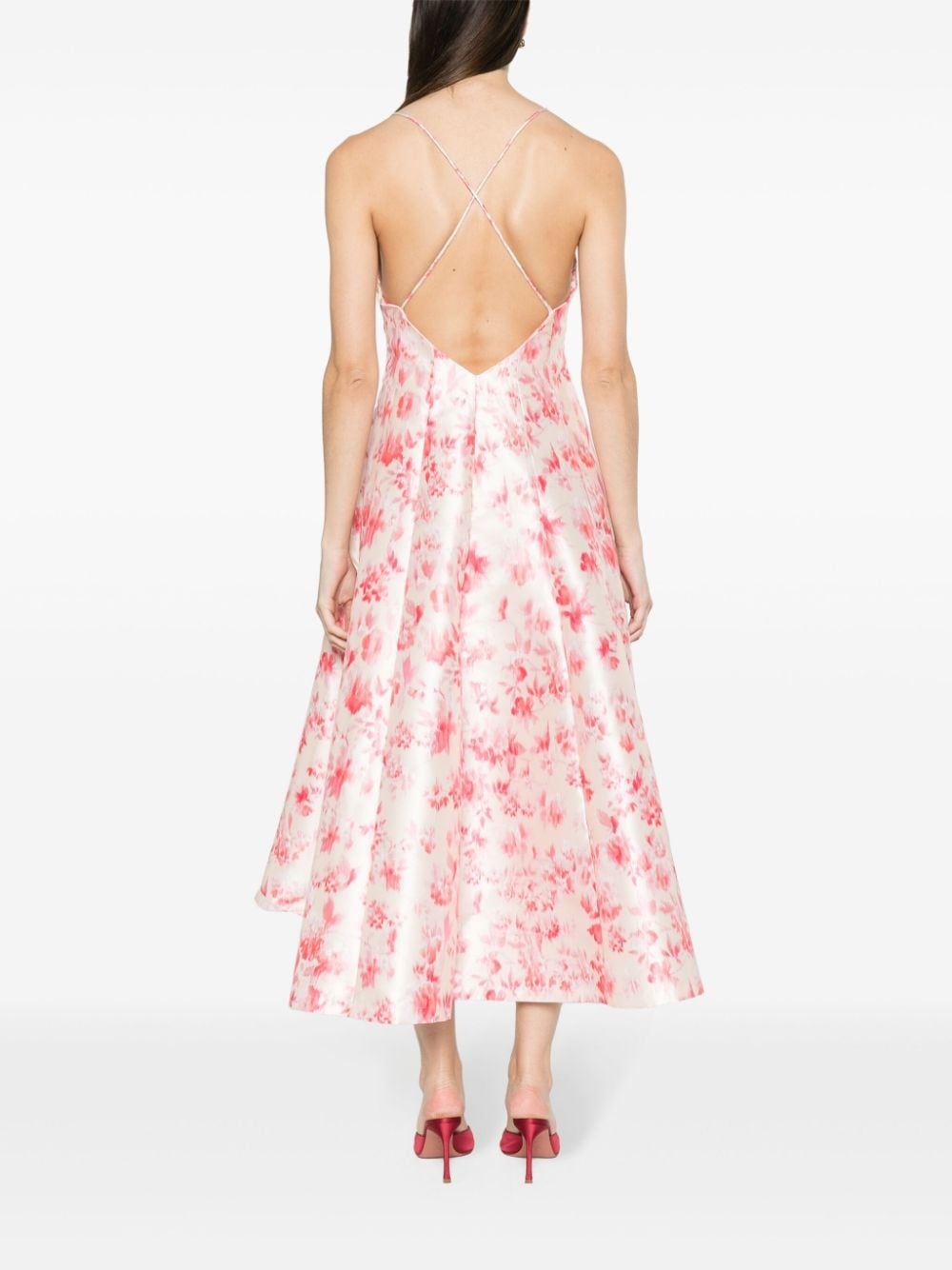 Philosophy Di Lorenzo Serafini Floral Printed Horn-shaped Medium-length Dress In Pink